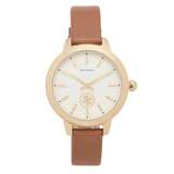 Tory Burch Collins Quartz White Dial Brown Leather Strap Watch for Women - TBW1202 Authentic Buy Shop Now