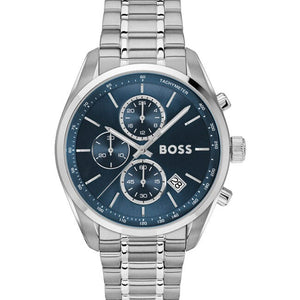 Hugo Boss Grand Prix Chronograph Blue Dial Silver Steel Strap Watch for Men - 1514226 Authentic Buy Shop Now
