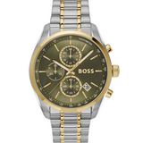Hugo Boss Grand Prix Chronograph Green Dial Two Tone Steel Strap Watch for Men - 1514227 Authentic Buy Shop Now