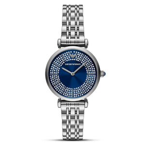 Emporio Armani Gianni T-Bar Blue Dial Silver Steel Strap Watch for Women - AR11627 Authentic Buy Shop Now