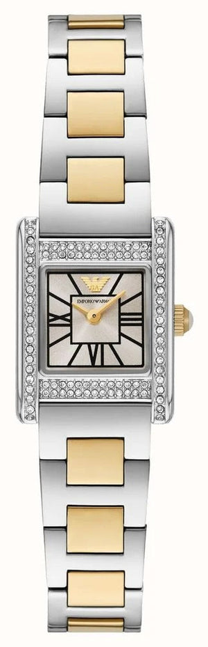 Emporio Armani Genni Crystals Silver Dial Two Tone Steel Strap Watch for Women - AR11704 Authentic Buy Shop Now