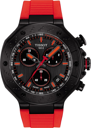 Tissot T Race Chronograph Black Dial Red Rubber Strap Watch for Men - T141.417.37.061.01 Authentic Buy Shop Now