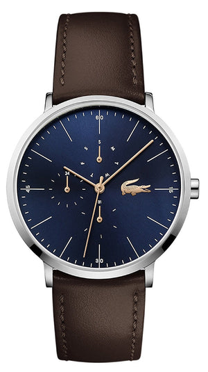 Lacoste Moon Multifunction Blue Dial Brown Leather Strap Watch for Men - 2010976 Authentic Buy Shop Now