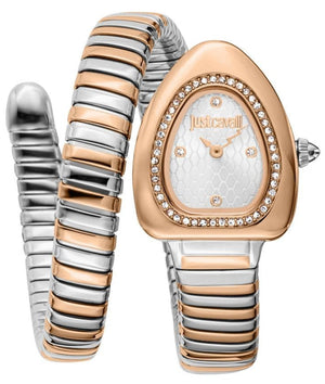 Just Cavalli Lady Snake Silver Dial Two Tone Steel Strap Watch for Women - JC1L249M0065 Authentic Buy Shop Now