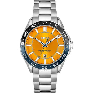 Hugo Boss Runner 3H Orange Dial Silver Steel Strap Watch for Men - 1514206 Authentic Buy Shop Now