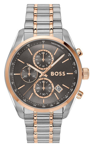 Hugo Boss Grand Prix Chronograph Grey Dial Two Tone Steel Strap Watch for Men - 1514252 Authentic Buy Shop Now
