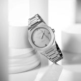 D1 Milano Ultra Thin Marble White Dial Silver Steel Strap Watch for Women - D1-UTBL13 Authentic Buy Shop Now