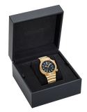 Versace Greca Logo Quartz Black Dial Gold Steel Strap Watch for Men - VE8G00624 Authentic Buy Shop Now