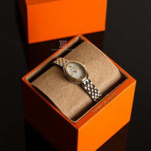 Tory Burch Oval White Dial Two Tone Steel Strap Watch for Women - TBW6033 Authentic Buy Shop Now