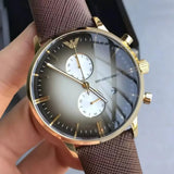 Emporio Armani Retro Chronograph Brown Dial Brown Leather Strap Watch for Men - AR1755 Authentic Buy Shop Now