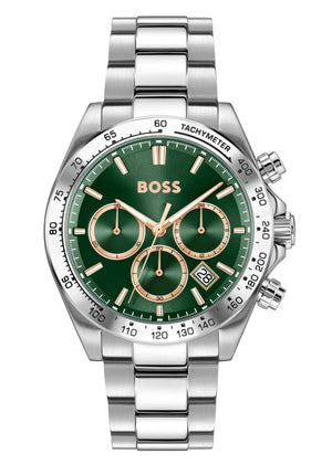 Hugo Boss Hero 2.0 Chronograph Green Dial Silver Steel Strap Watch for Men - 1514268 Authentic Buy Shop Now