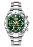 Hugo Boss Hero 2.0 Chronograph Green Dial Silver Steel Strap Watch for Men - 1514268 Authentic Buy Shop Now