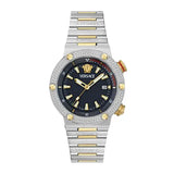 Versace Greca Logo Diver Quartz Black Dial Two Tone Steel Strap Watch for Men - VE8G00424 Authentic Buy Shop Now