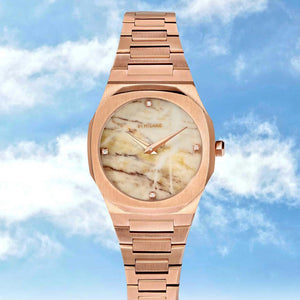 D1 Milano Ultra Thin Marble Dial Rose Gold Steel Strap Watch for Women - D1-UTBL14 Authentic Buy Shop Now