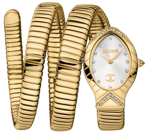 Just Cavalli Classico Lungo White Dial Gold Steel Strap Watch for Women - JC1L248M0025 Authentic Buy Shop Now