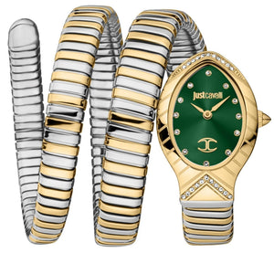 Just Cavalli Classico Lungo Green Dial Two Tone Steel Strap Watch for Women - JC1L248M0065 Authentic Buy Shop Now