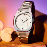 D1 Milano Ultra Thin Marble White Dial Silver Steel Strap Watch for Women - D1-UTBL13 Authentic Buy Shop Now
