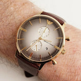 Emporio Armani Retro Chronograph Brown Dial Brown Leather Strap Watch for Men - AR1755 Authentic Buy Shop Now