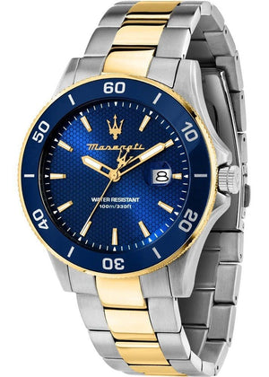Maserati Competizione Diver Blue Dial Two Tone Steel Strap Watch for Men - R8873600010 Authentic Buy Shop Now