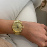 Tissot PR 100 Gold Dial Gold Steel Strap Watch for Women - T150.210.33.021.00 Authentic Buy Shop Now