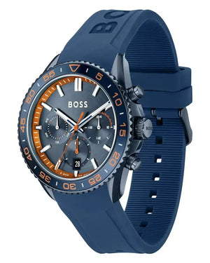 Hugo Boss Runner Chronograph Blue Dial Blue Silicone Strap Watch for Men - 1514142 Authentic Buy Shop Now