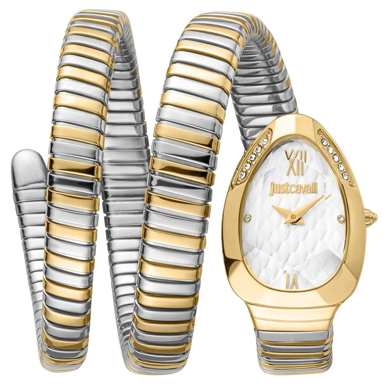 Just Cavalli Glam Evo 9 White Dial Two Tone Steel Strap Watch for Women - JC1L224M0065 Authentic Buy Shop Now