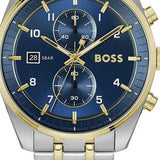 Hugo Boss Skytraveller Chronograph Blue Dial Two Tone Steel Strap Watch for Men - 1514247 Authentic Buy Shop Now
