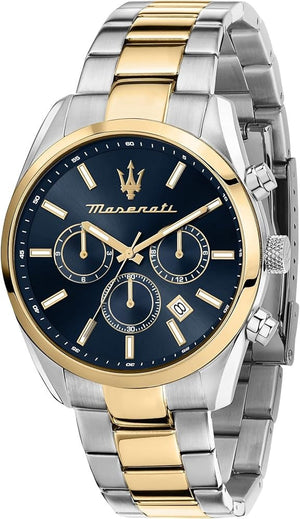 Maserati Attrazione Chronograph Blue Dial Two Tone Steel Strap Watch for Men - R8853151008 Authentic Buy Shop Now