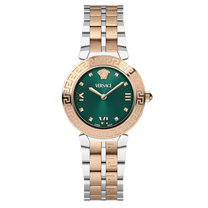 Versace Daphnis Analog Green Dial Two Tone Steel Strap Watch for Women - VEOCA0224 Authentic Buy Shop Now