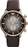 Emporio Armani Retro Chronograph Brown Dial Brown Leather Strap Watch for Men - AR1755 Authentic Buy Shop Now