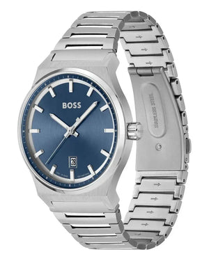 Hugo Boss Candor Blue Dial Silver Steel Strap Watch for Men - 1514076 Authentic Buy Shop Now