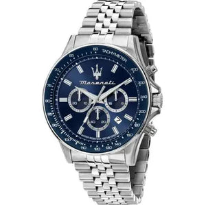 Maserati SFIDA Chronograph Blue Dial Silver Steel Strap Watch for Men - R8873640025 Authentic Buy Shop Now