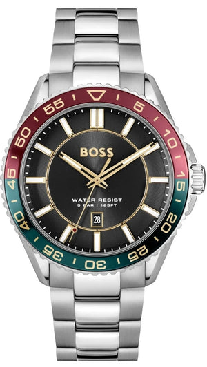 Hugo Boss Runner 3H Black Dial Silver Steel Strap Watch for Men - 1514210 Authentic Buy Shop Now