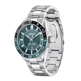 Hugo Boss Runner 3H Green Dial Silver Steel Strap Watch for Men - 1514208 Authentic Buy Shop Now