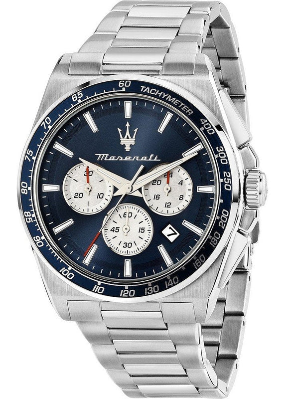 Maserati Velocità Chronograph Blue Dial Silver Steel Strap Watch for Men - R8873652005 Authentic Buy Shop Now