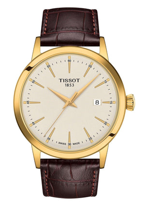 Tissot Classic Dream Ivory Dial Brown Leather Strap Watch for Men - T129.410.36.261.00 Authentic Buy Shop Now