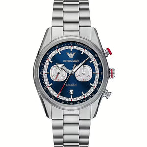Emporio Armani Racer Chronograph Blue Dial Silver Steel Strap Watch for Men - AR11676 Authentic Buy Shop Now