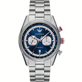 Emporio Armani Racer Chronograph Blue Dial Silver Steel Strap Watch for Men - AR11676 Authentic Buy Shop Now