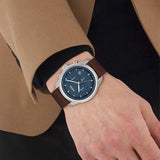 Hugo Boss Trace Chronograph Blue Dial Brown Leather Strap Watch for Men - 1514002 Authentic Buy Shop Now