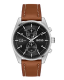 Hugo Boss Skytraveller Chronograph Black Dial Blue Leather Strap Watch for Men - 1514161 Authentic Buy Shop Now