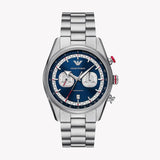 Emporio Armani Racer Chronograph Blue Dial Silver Steel Strap Watch for Men - AR11676 Authentic Buy Shop Now