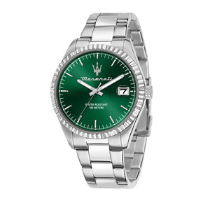 Maserati Competizione Green Dial Silver Steel Strap Watch for Men - R8853100043 Authentic Buy Shop Now
