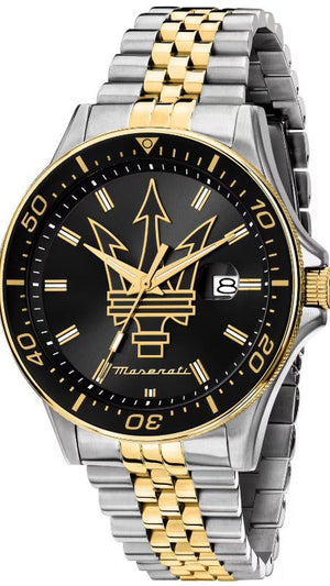 Maserati SFIDA Black Dial Two Tone Steel Strap Watch for Men - R8853140009 Authentic Buy Shop Now