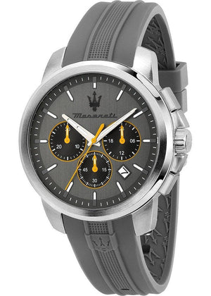 Maserati Successo Chronograph Grey Dial Grey Rubber Strap Watch for Men - R8871621043 Authentic Buy Shop Now