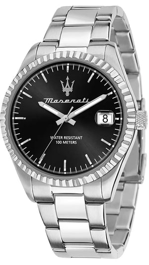 Maserati Competizione Black Dial Silver Steel Strap Watch for Men - R8853100028 Authentic Buy Shop Now