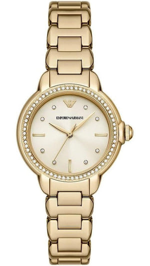 Emporio Armani Mia Crystals Gold Dial Gold Steel Strap Watch for Women - AR11609 Authentic Buy Shop Now