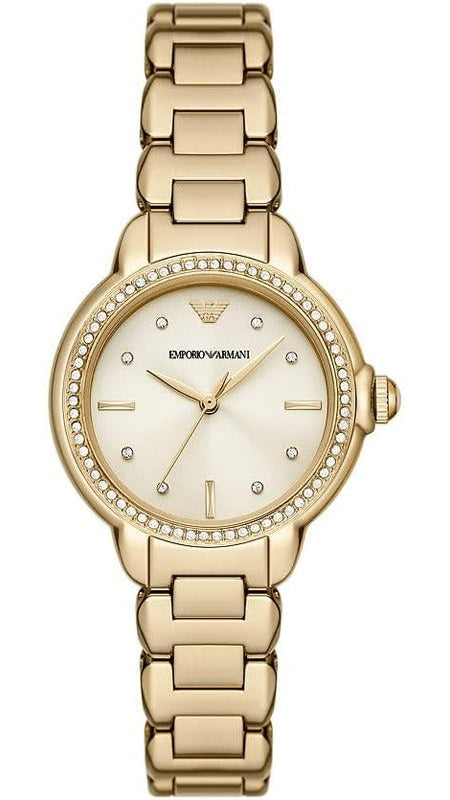 Emporio Armani Mia Crystals Gold Dial Gold Steel Strap Watch for Women - AR11609 Authentic Buy Shop Now