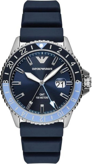 Emporio Armani World Explorer GMT Blue Dial Blue Rubber Strap Watch for Men - AR11592 Authentic Buy Shop Now