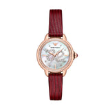 Emporio Armani Mia Mother of Pearl Dial Red Leather Strap Watch for Women - AR11646 Authentic Buy Shop Now