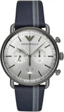 Emporio Armani Aviator Silver Dial Two Tone Leather Strap Watch for Men - AR11202 Authentic Buy Shop Now